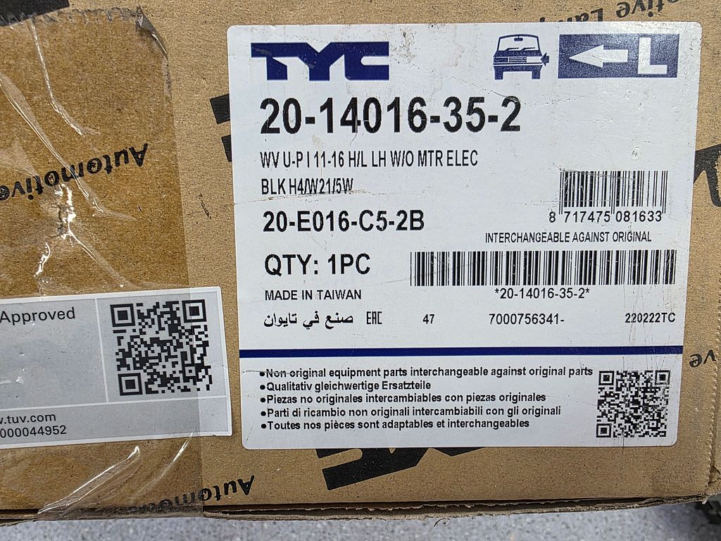 W Up! Koplamp Links TYC H4 20-14016-35-2
