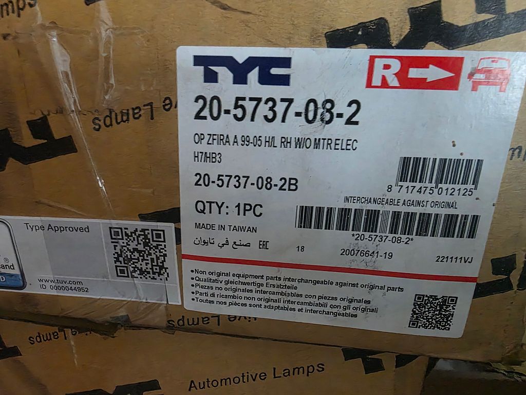 Opel Zafira A Koplampen Set Links + Rechts TYC H7 HB3